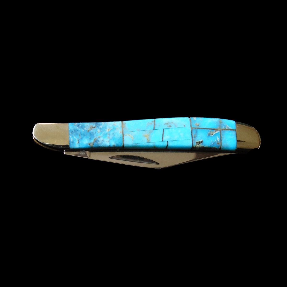 Southwest Turquoise Inlay Pocket Knife with Stainless Blade