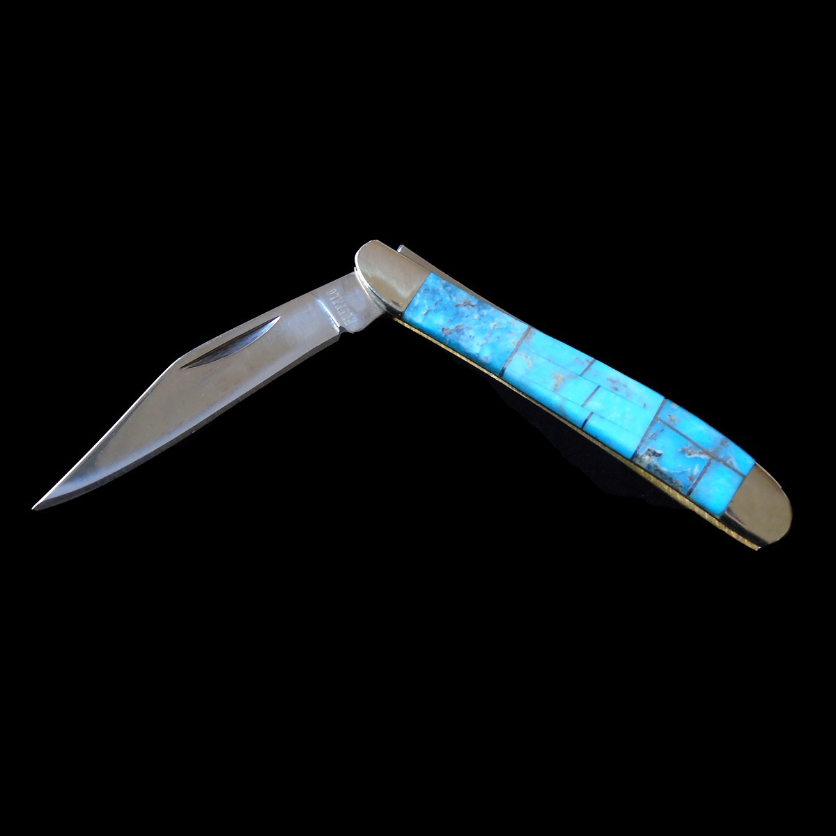 Southwest Turquoise Inlay Pocket Knife with Stainless Blade