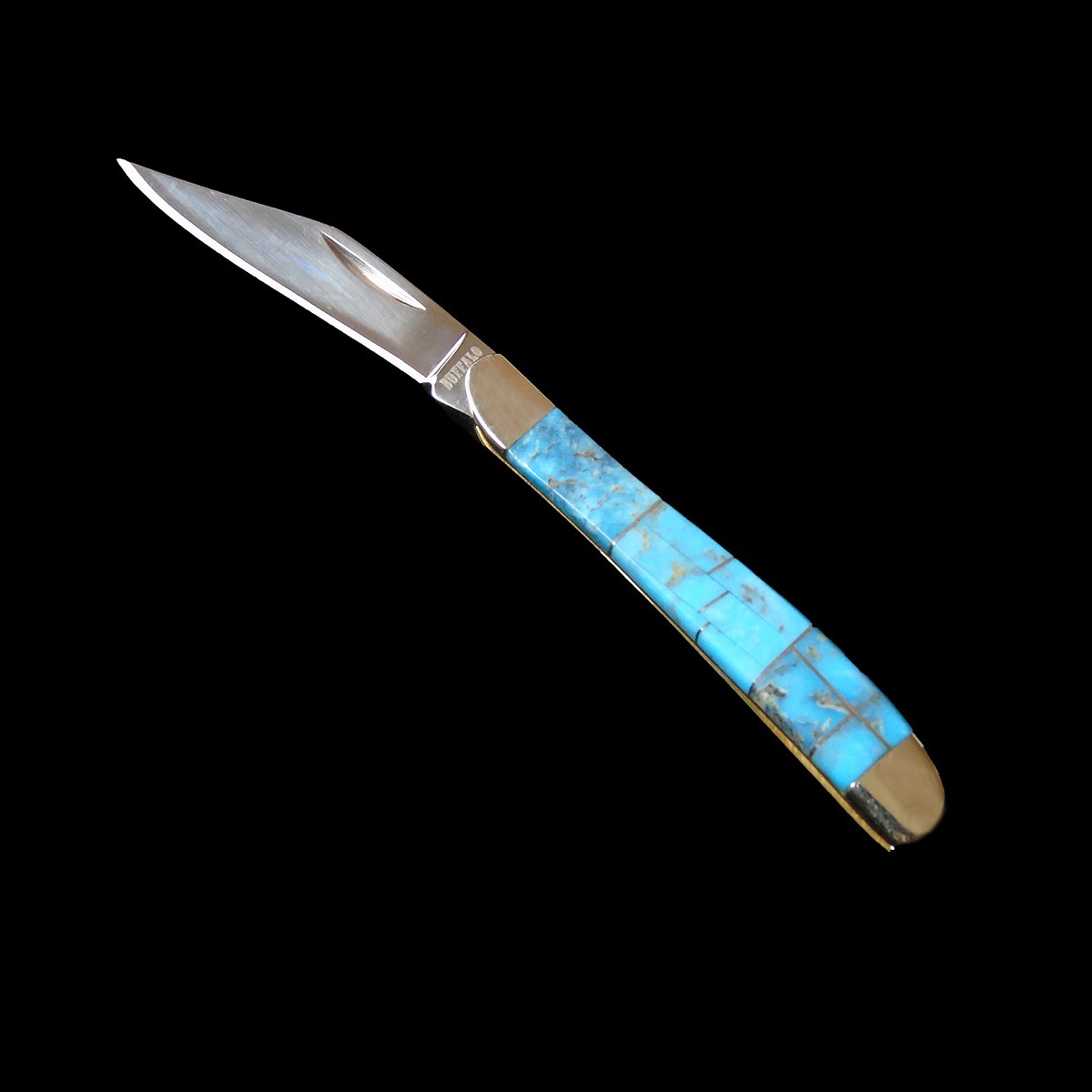 Southwest Turquoise Inlay Pocket Knife with Stainless Blade
