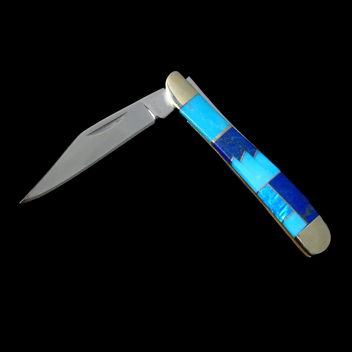 Turquoise, Lapis & Opal Inlay Pocket Knife - 4.75" Folding
