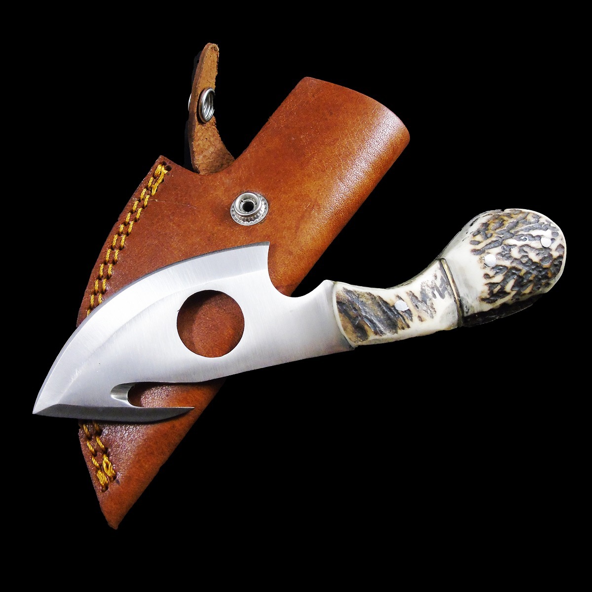 Wild Turkey Handmade 7.25" Antler Gut Hook Skinner Knife