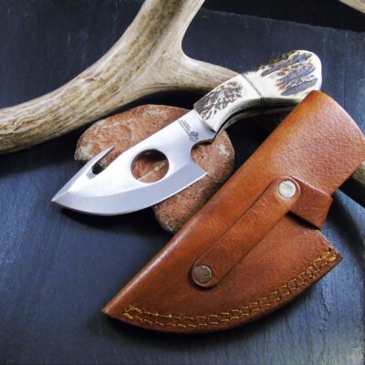 Wild Turkey Handmade 7.25" Antler Gut Hook Skinner Knife
