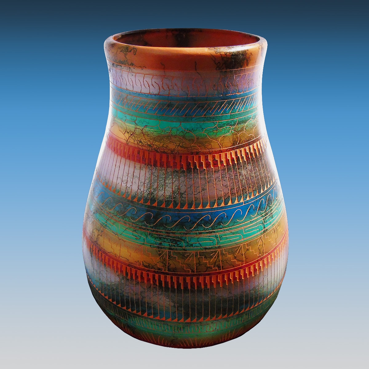 Extra-Large Navajo Red Horsehair Pottery Vase