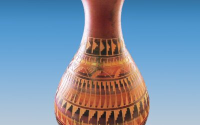 Hand-Etched Mireille Gilmore Navajo Horsehair Gooseneck Vase