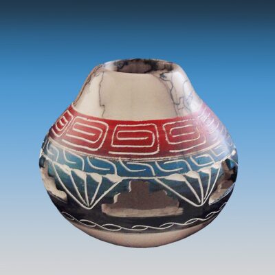 Small 3" Cutout Native American Navajo Horsehair Pot