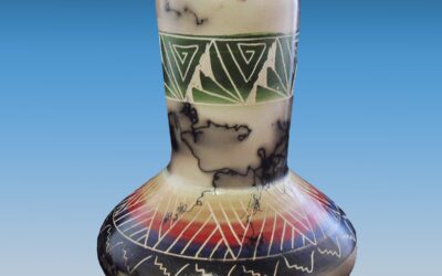 Navajo Horsehair Pottery Chimney Vase by Sam