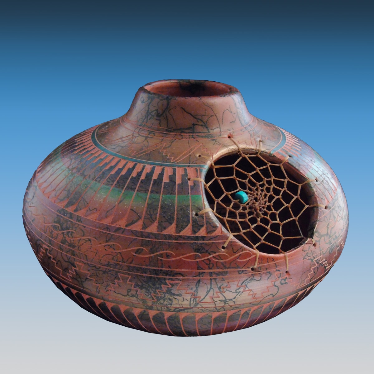 Medium Dreamcatcher Navajo Horsehair Pottery