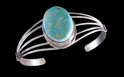 Navajo Wide Cuff Carlin Mine Turquoise Bracelet