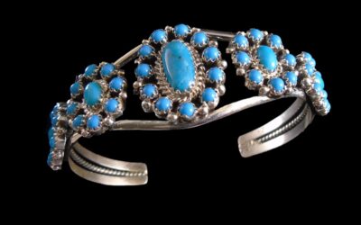 Nathaniel Curley Navajo Turquoise Blossom Cuff Bracelet