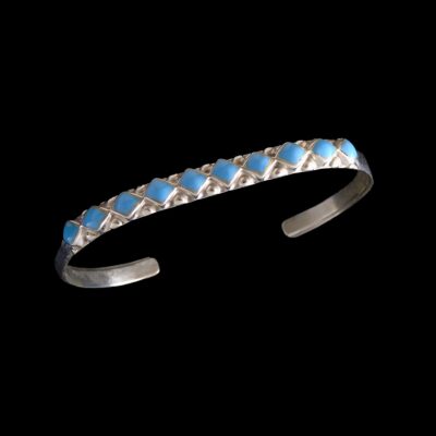 Zuni Silver & Turquoise Rhombus Bracelet