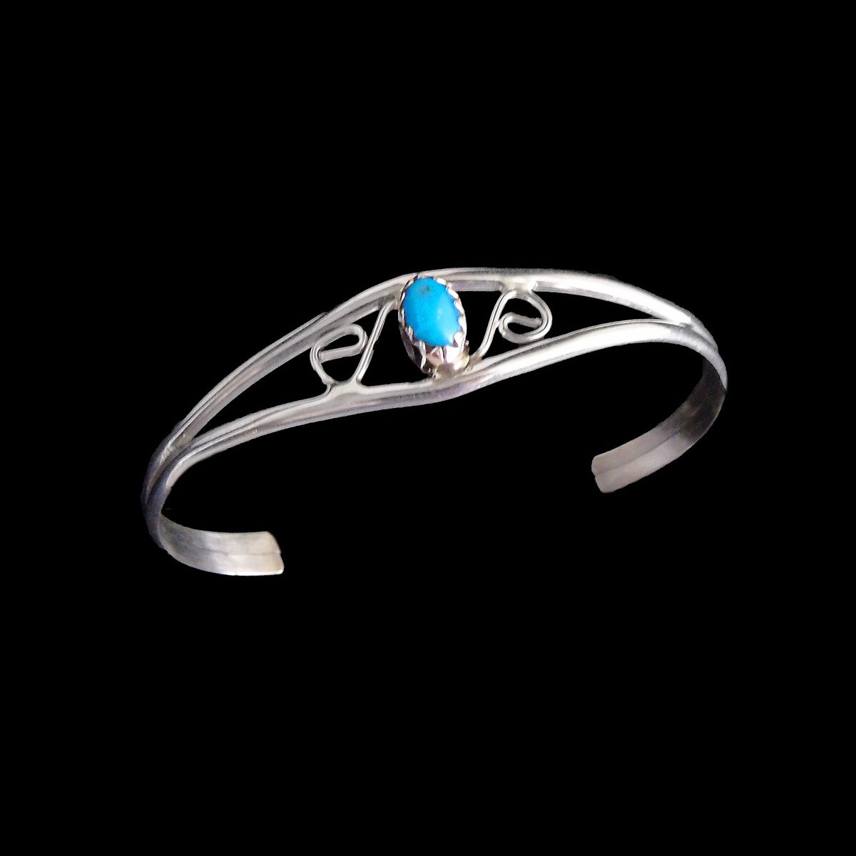 Navajo Sterling Silver Baby Bracelet with Turquoise Stone