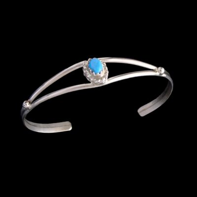 Navajo Baby Bracelet Sterling Silver & Turquoise Split Band