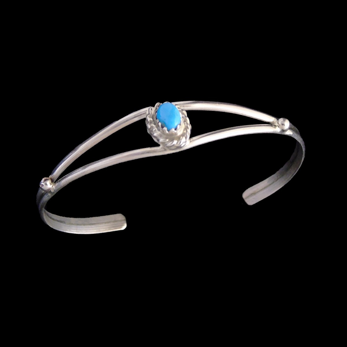 Navajo Baby Bracelet Sterling Silver & Turquoise Split Band
