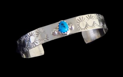 Navajo Sterling Silver Turquoise Baby Bracelet