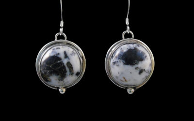 Navajo White Buffalo Turquoise Sterling Silver Dangle Earrings