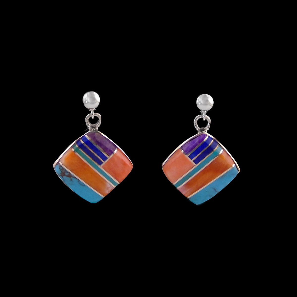 Reversible Navajo Multistone Inlay Diamond Earrings