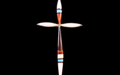 Zuni Multicolor Inlay Cross Pendant Sterling Silver Jewelry