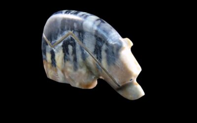 Kenny Chavez Zuni Bear Fetish: Banded Marble
