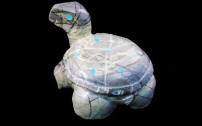 Zuni Turtle Fetish by Enrike Leekya – Marble & Turquoise