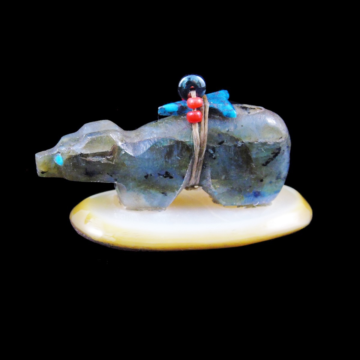 Michael Kiyite Zuni Bear Fetish - Abalone Shell