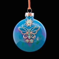 Turquoise Butterfly Glass Ornament by Bette Fraser Day