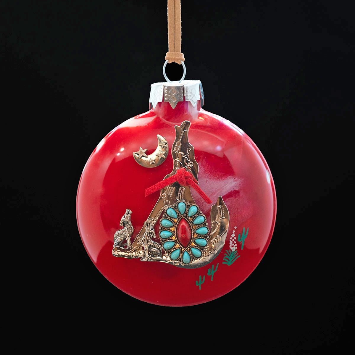 Coyote Turquoise Glass Ornament by Bette Fraser Day