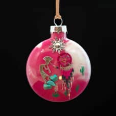 Pink Kokopelli Dreamcatcher Glass Ornament by Bette Fraser Day