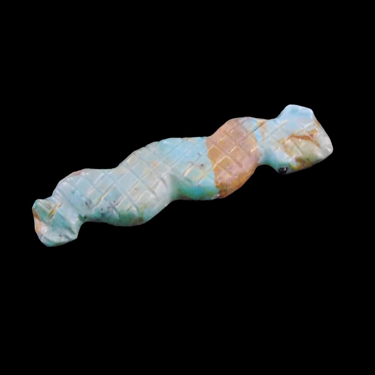 Genuine Turquoise Zuni Snake Talisman Carving