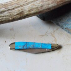 Southwest Turquoise Inlay Pocket Knife with Stainless Blade