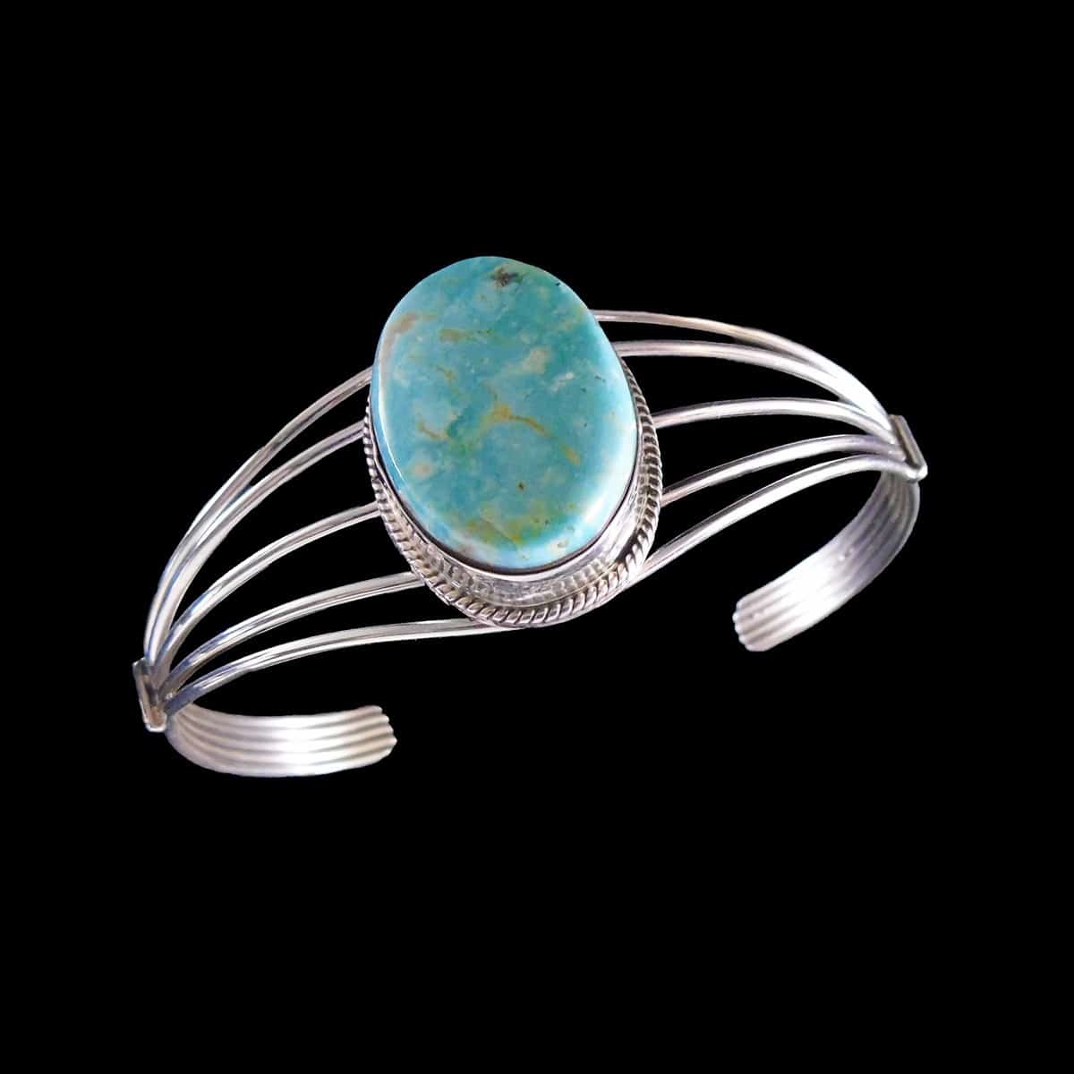 Navajo Wide Cuff Carlin Mine Turquoise Bracelet