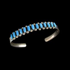 Zuni Sterling Silver Sleeping Beauty Turquoise Pinpoint Cuff