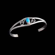 Zuni Sterling Silver Baby Bracelet with Turquoise Stone