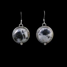 Navajo White Buffalo Turquoise Sterling Silver Dangle Earrings