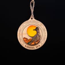 Sedona Roadrunner Desert Sunset Wooden Ornament