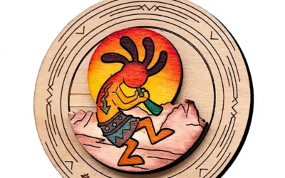 Kokopelli Sunset Wooden Ornament – Sedona Southwest Decor