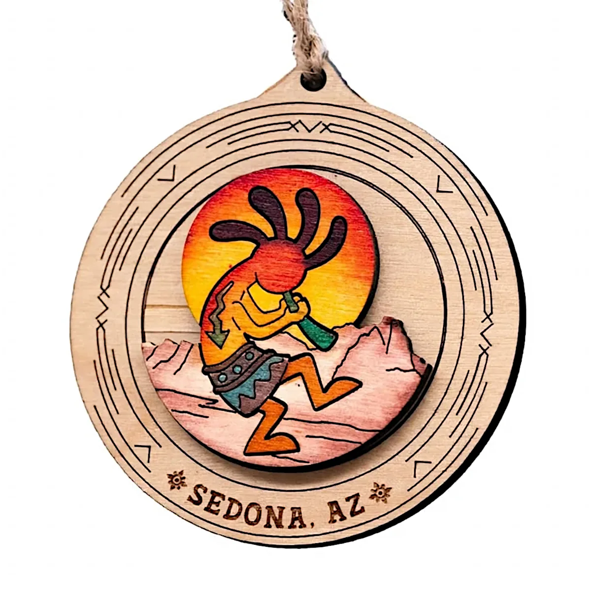 Kokopelli Sedona Southwest Wood Ornament