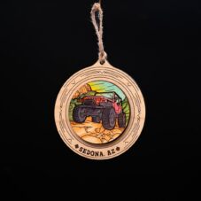 Sedona Pink Jeep Wooden Ornament – Southwest Adventure Decor
