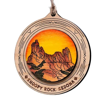 Snoopy Rock Sedona Wood Ornament