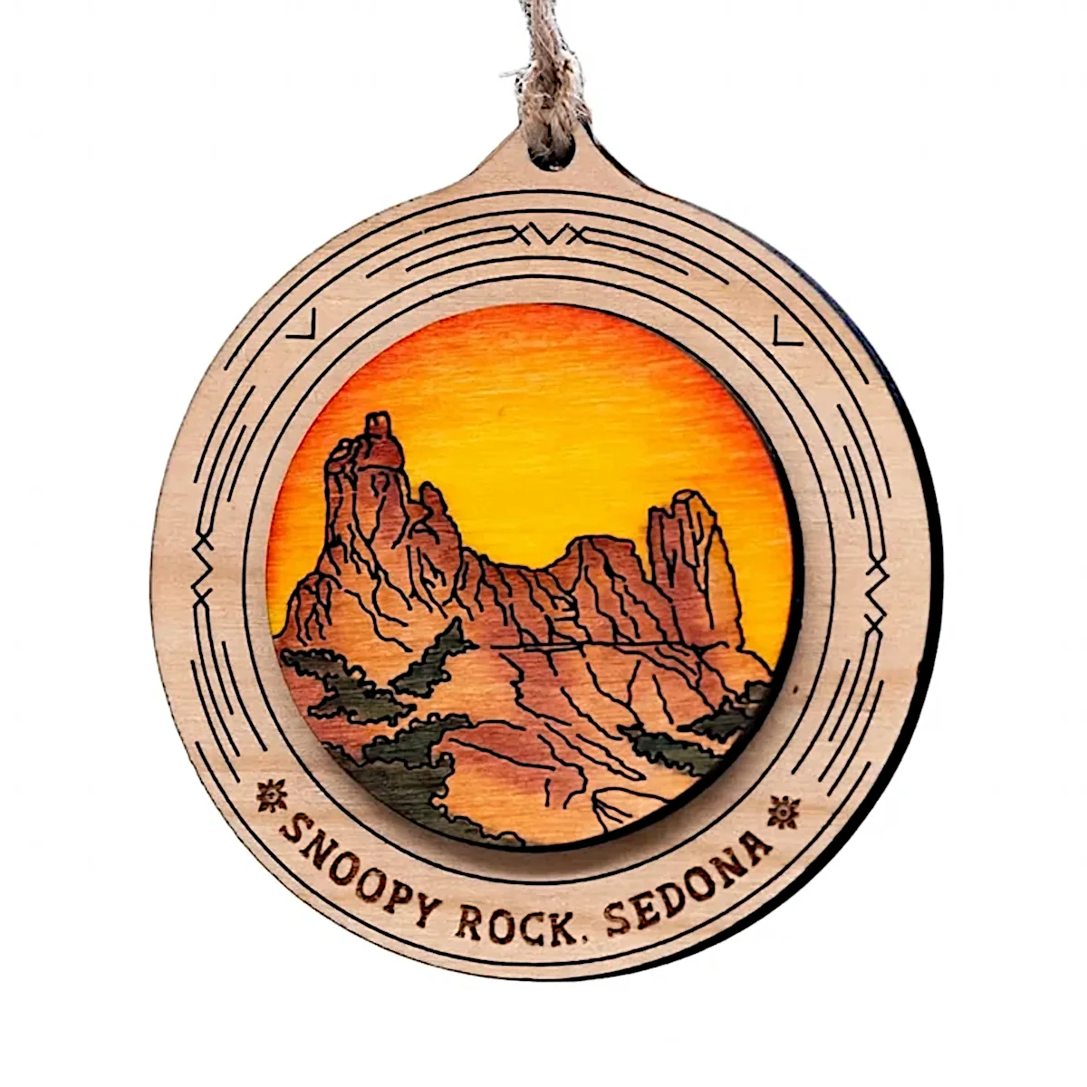 Snoopy Rock Sedona Wood Ornament