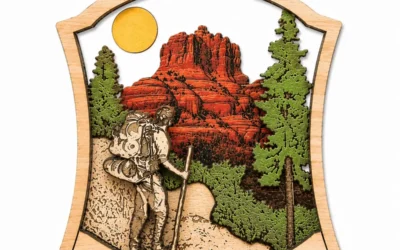 Bell Rock Sedona Hiker Laser-Cut Wooden Ornament