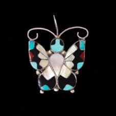 Zuni Sterling Silver Butterfly Pendant by A. Dishta