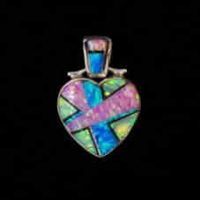 Bitsie Navajo Opal Inlay Heart Sterling Silver Pendant