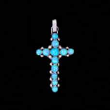 Zuni Cultured Opal Petit Cross Pendant