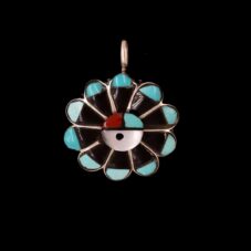 Small Zuni Sunface Pendant with Inlay
