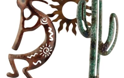 Metallic Kokopelli with Cactus Metal Wall Art | Regal Art & Gift
