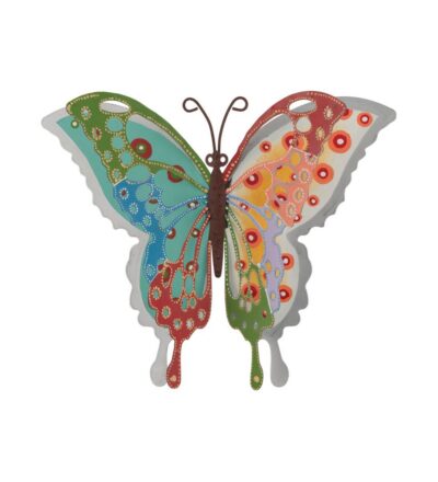 Regal Art Medium Cirque Butterfly metal wall decor with hand painted colorful henna style designs.