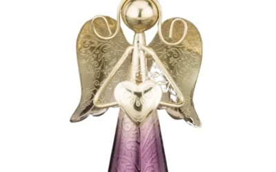 Sedona 4″ Purple Gold Stainless Steel Angel Bell Decor