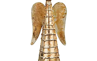 Sedona 10″ Gold Flame Metal Angel Tabletop Decor