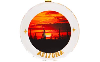 Arizona Desert Sunset Silhouette Beveled Crystal Ornament