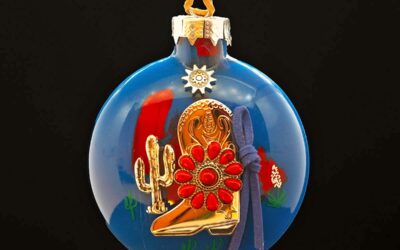 Western Cowboy Boot Glass Ornament by Bette Fraser Day